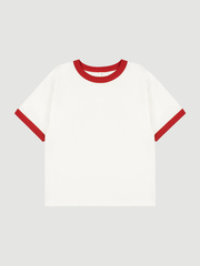 Футболка с контрастной окантовкой Mjölk Ecru/Cranberry