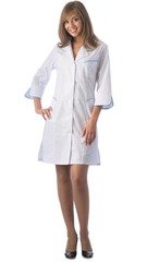 Халат "ЖАСМИН" женский белый со светло-бирюзовым