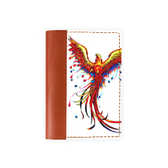 Обложка на паспорт комбинированная "Феникс", рыжая