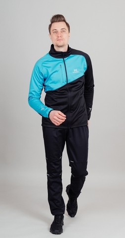Утеплённый лыжный костюм Nordski Premium черный-синий мужской