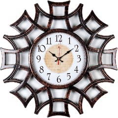 Часы 21 Bek настенные  4945-105 круг ажурный d=48,5см, корпус черный с бронзой "Ноты" "Рубин"