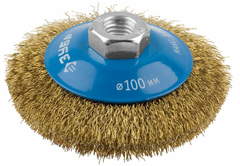 ЗУБР 100 мм, витая стальная латунированная проволока 0.3 мм, коническая щетка-крацовка для УШМ, Профессионал (35267-100)