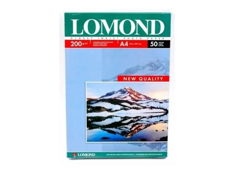 Односторонняя глянцевая фотобумага Lomond для струйной печати, A4, 200 г/м2, 50 листов (0102020)