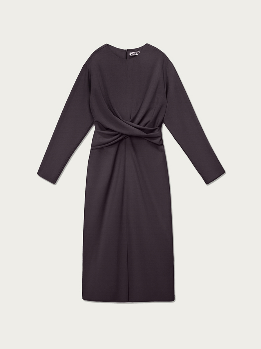 

Платье Хельга с завязками и разрезом, Коричневый