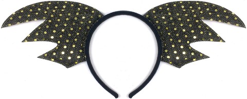 Ободок Летучая мышь, Черный, с блестками, 1 шт.