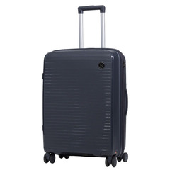 Чемодан полипропилен ЛЮКС облегченный средний Серый 65x43x27 см (М) без расширения (цена указана на САМОВЫВОЗ)4