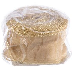 Лента органза с золотой нитью (4см*9,14м), Золото, 1 шт.