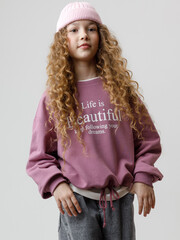 джемпер  для девочки  КР 302827/темная орхидея к595