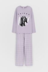 пижама  для девочки  К 1623/лепесток орхидеи,двойная клетка
