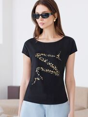 Нарядная футболка с блестящим принтом  D49.134 (131555)