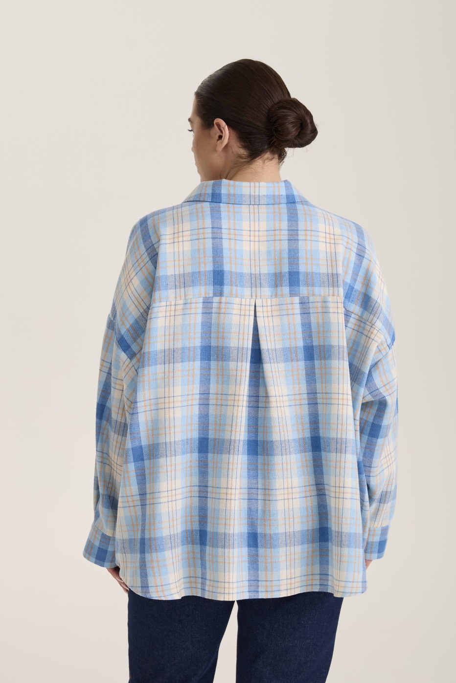 Рубашка в клетку оверсайз, голубой