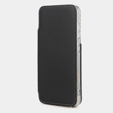 Чехол-книжка для Samsung Galaxy S25 Plus из кожи теленка, черного цвета