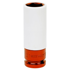 KING TONY (494521MX) Головка торцевая ударная глубокая 1/2", 21 мм, тонкостенная, с пластиковой защитой