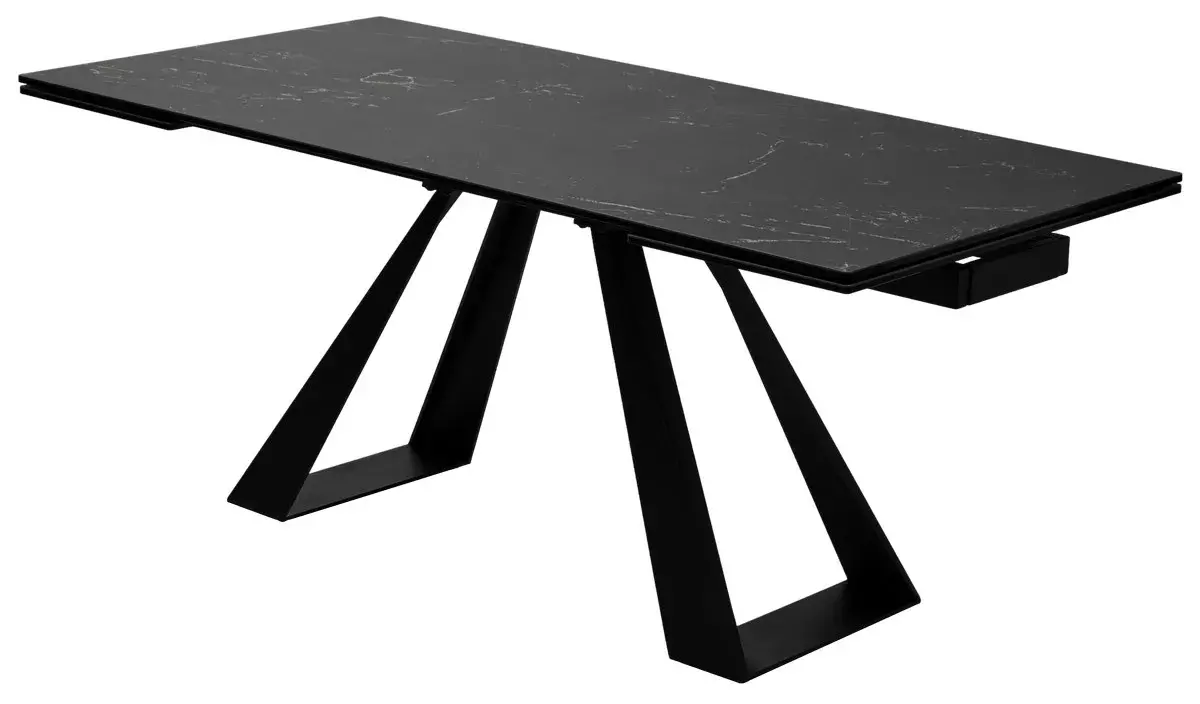 Стол FONDI 180 MARBLES NERO KL-116 Черный мрамор матовый, итальянская керамика/ черн.каркас, DISAUR