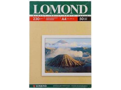 Односторонняя глянцевая фотобумага Lomond для струйной печати, A4, 230 г/м2, 50 листов (0102022)