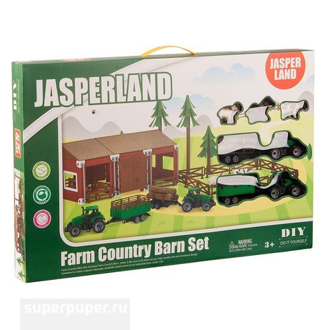 Игровой набор Jasper Land 5279-36 Ферма с такторами и животными, 102 дет.