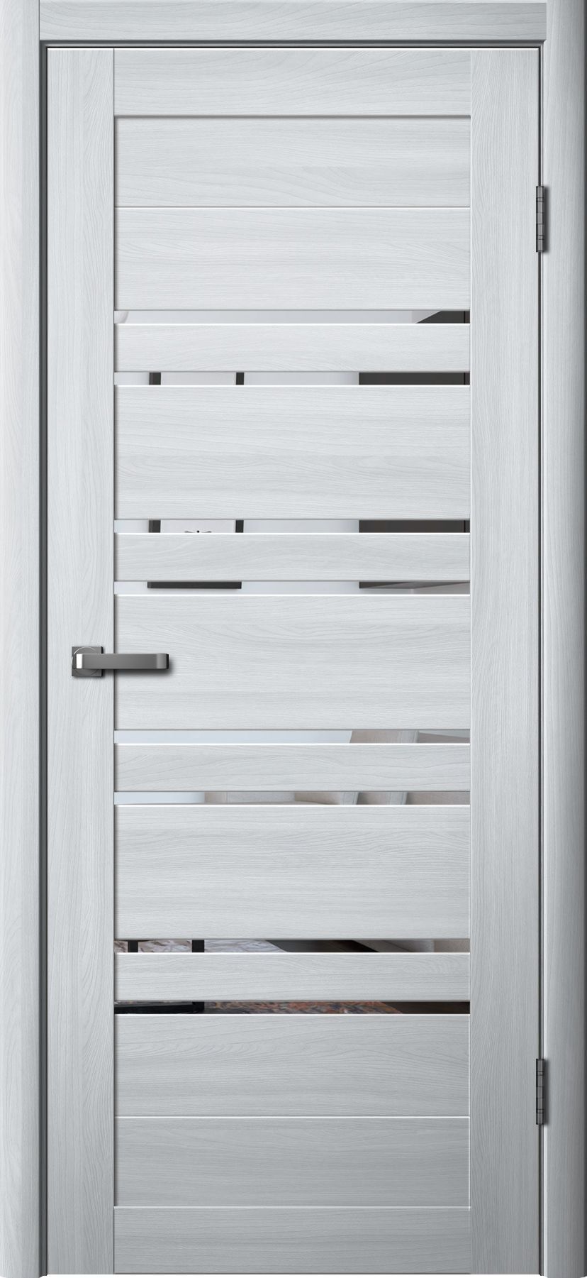 Дверь межкомнатная Двероникс 82Л, цвет пепельный ясень, экошпон, зеркало