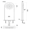 Remer 350MMNOX Верхний душ настенный 50x20 см Remer 350MMNOX, черный матовый