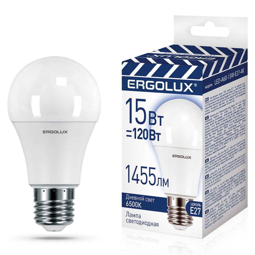 Светодиодная Лампа Ergolux LED-A60-15W-E27-6K Promo