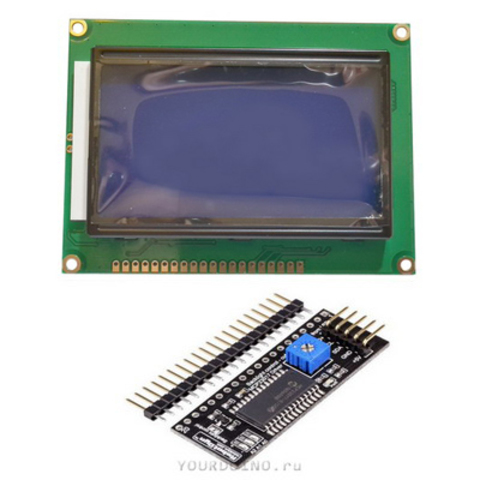 ЖК дисплей LCD12864B (синий) V2.0 + I2C Конвертер