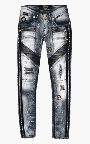 The Saints Sinphony | Джинсы мужские MOTO RACER DARK BLUE GOLD TG313 перед