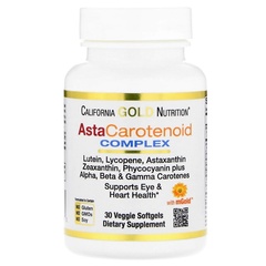 California Gold Nutrition, AstaCartenoid, комплекс с лютеином, ликопином и астаксантином, 30 растительных мягких таблеток