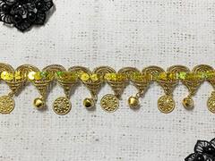 Тесьма люрекс с декоративными элементами/мониста , ш. 4 см.
