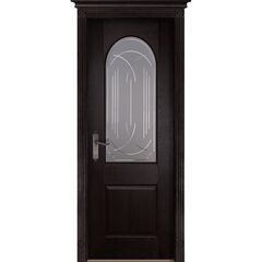Купить Межкомнатная дверь массив дуба Чезана венге остеклённая
