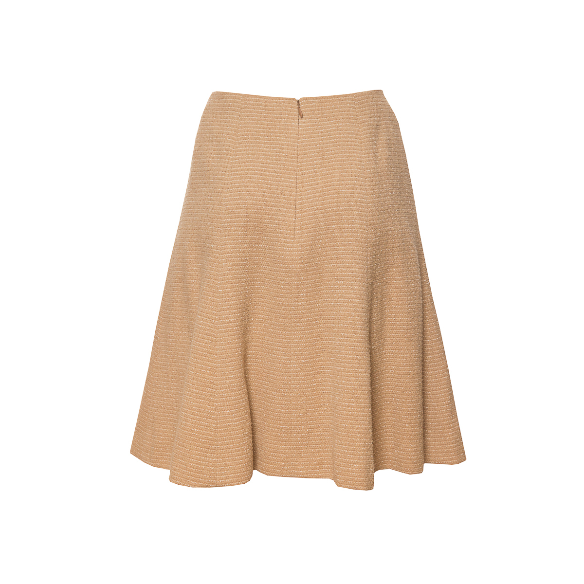 Элегантная расклешенная юбка из твида песочного цвета от Chanel, 36 размер.