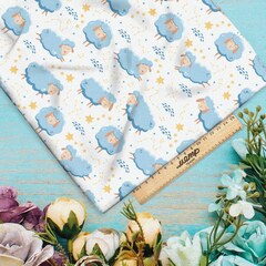 Ткань оксфорд 600 голубые овечки