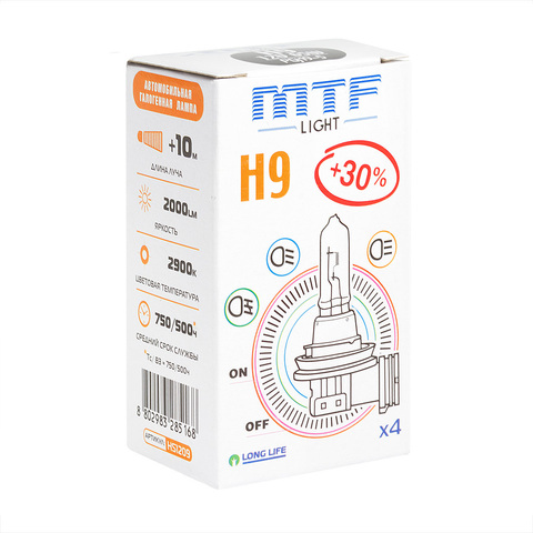 Галогеновые лампы MTF Light Standard+30% H9