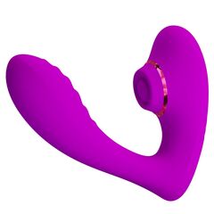 Лиловый вибратор с клиторальной стимуляцией Nauty - 