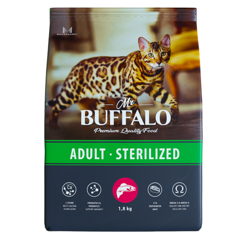 Mr.Buffalo Adult Sterilized сухой корм для стерилизованных кошек (лосось) 1,8 кг