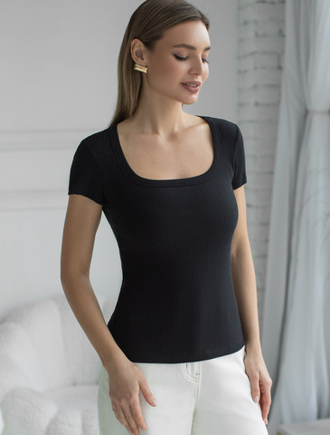 Футболка из трикотажа в широкий рубчик  D49.029 (105000)
