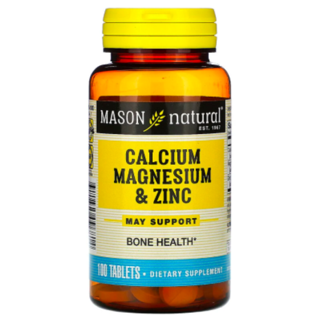 Mason Natural, Кальций, магний и цинк, 100 таблеток