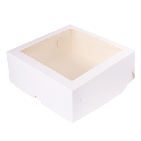 Коробка белая 25*25*10 см для кондитерских изделий и подарков (с окном)