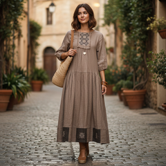 Варвара. Платье женское макси, льняное с вышивкой в этностиле PL-422573