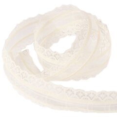 
          Декоративная лента капроновая ажурная для декора и флористики, 4 см, намотка 25 ярдов, бежевый (шампань)
