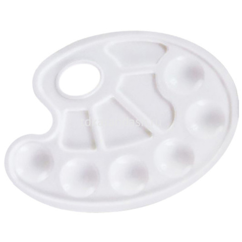 Палитра 15,5х21см овальная 10 ячеек пластик, 1 шт.