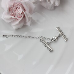 Замочек карабин с коннектором 12,6 мм с для многорядных колье, 5 нитей, родий, З086