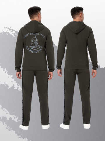 Толстовка на молнии «Мастер» цвета хаки. Лёгкий футер