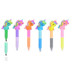 
          Маркер текстовыделитель Basir, двойные, серия "Единорог", 10 см, цветная упаковка, разноцветные, набор 6 шт, ассорти