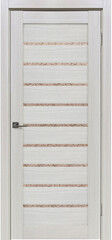 Межкомнатная дверь X-2 / Цвет тон Белая лиственница / Остекление "Гранит бронза" / Двери Верда