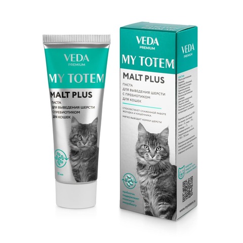 Veda MY TOTEM MALT PLUS паста для выведения шерсти с пребиотиком 75мл