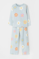Пижама  для девочки  К 1622-1/голубой опал,цветы