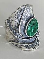 Ахтала-малахит (кольцо из серебра)