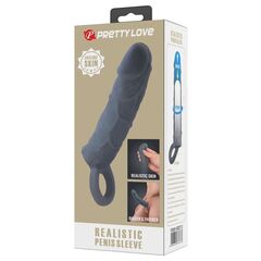 Серая удлиняющая насадка на пенис Large - 18 см. - 