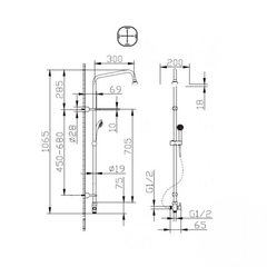 ДУШЕВАЯ КОЛОННА ДЛЯ ДУША БЕЗ СМЕСИТЕЛЯ BRAVAT FIT R  D283CP-2-RUS