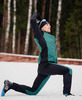 Премиальный костюм для лыж и зимнего бега Nordski Hybrid Hood Black-Alpine Green