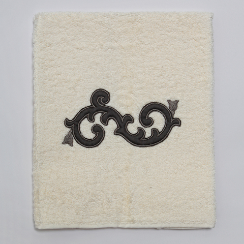 Полотенце 40x60 Old Florence Ricciolo с коричневой аппликацией бежевое